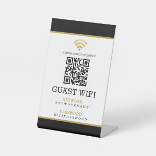 Wifi Password and Network Personalized QR Code Pedestal Sign