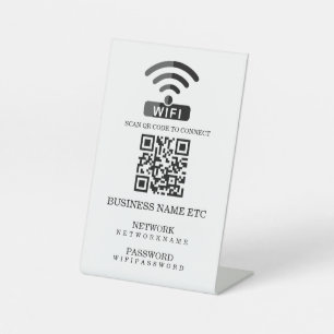 Wifi Password and Network Personalized QR Code Pedestal Sign