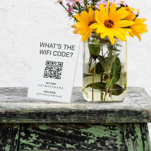 Wifi Password and Network Personalized QR Code Pedestal Sign
