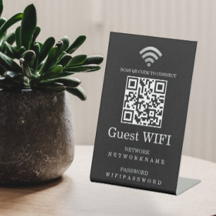 Wifi Password and Network Personalized QR Code Pedestal Sign