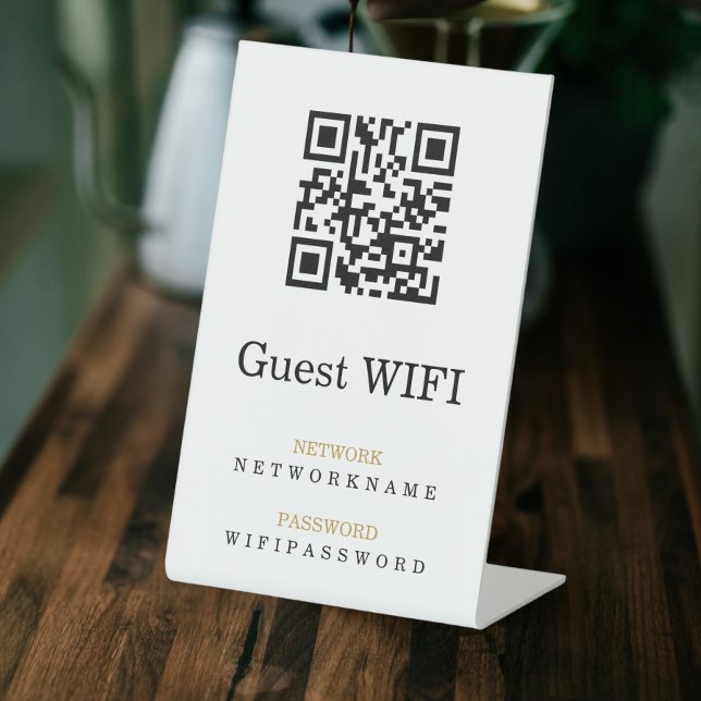 Wifi Password and Network Personalized QR Code Pedestal Sign (Creator Uploaded)