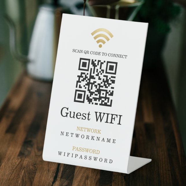 Wifi Password and Network Personalized QR Code Pedestal Sign (Creator Uploaded)