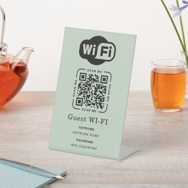 Wifi Password and Network Personalized QR Code Pedestal Sign (In SItu)