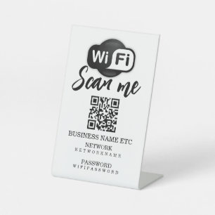 Wifi Password and Network Personalized QR Code Pedestal Sign