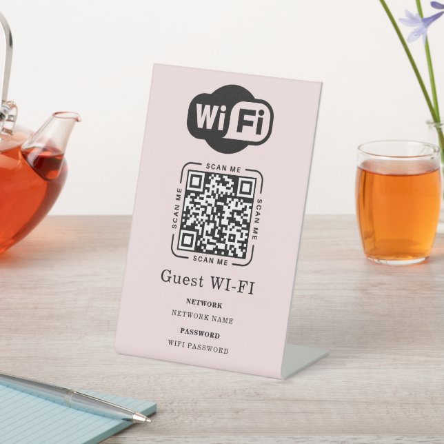 Wifi Password and Network Personalized QR Code Pedestal Sign (In SItu)