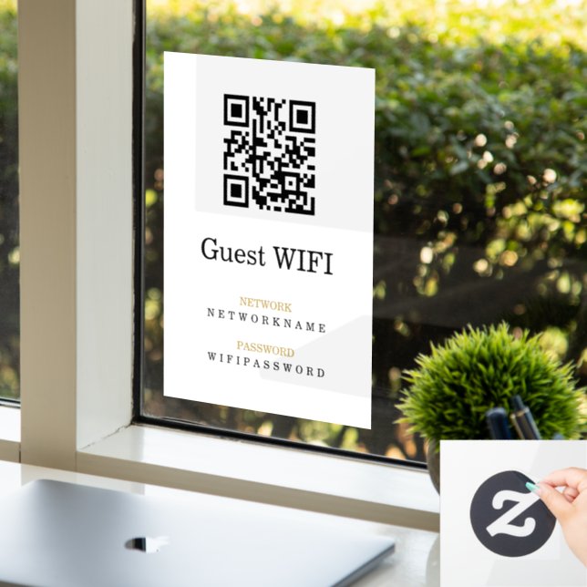 Wifi Password and Network Personalized QR Code Window Cling (Office)