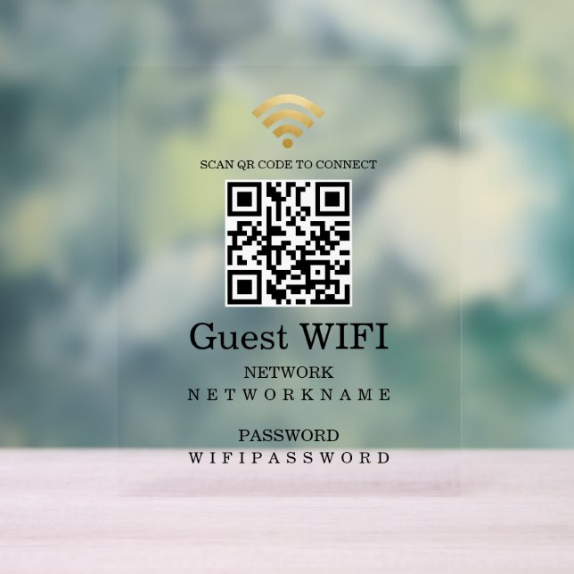 Wifi Password and Network QR Code Personalized Acrylic Sign (Neutral)