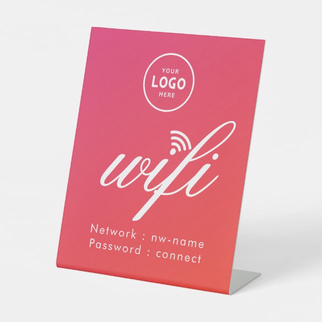 WiFi Password Code Business Logo Blue  Pedestal Sign (Front)