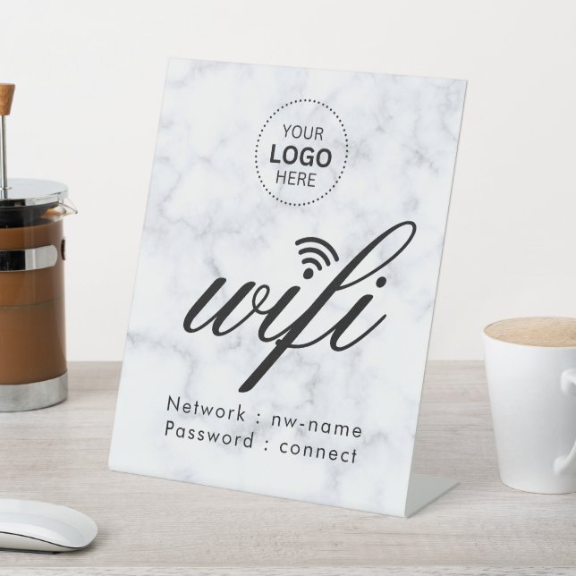 WiFi Password Code Business Logo Pedestal Sign (In SItu)