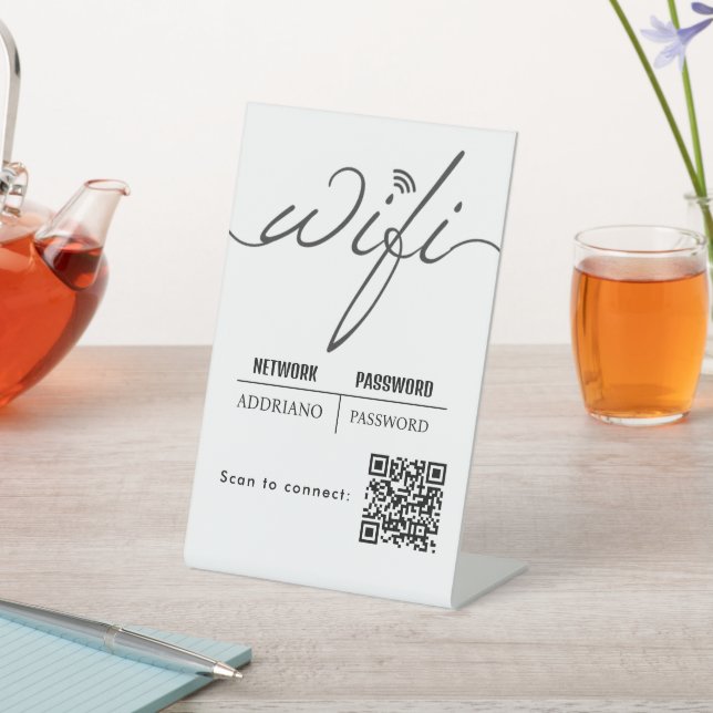 WiFi Password Code Gold Business Logo QR Code Pedestal Sign (In SItu)