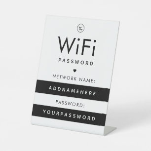 WiFi Password Code Internet Network Logo & Heart Pedestal Sign