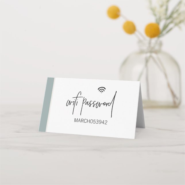 WIFI PASSWORD  Folded desk sign Place Card (Front)