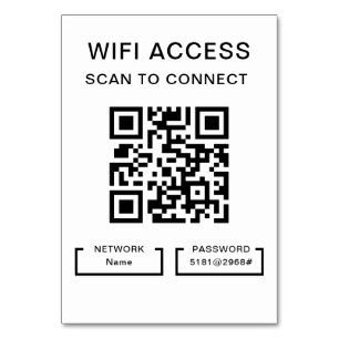 Wifi Password & Network Personalized QR Code Card