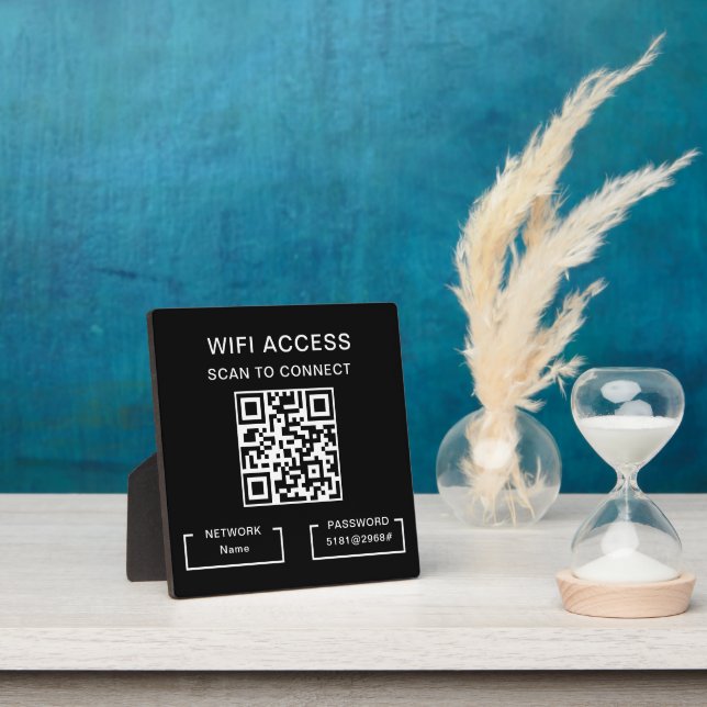 Wifi Password & Network Personalized QR Code Table Plaque (Insitu)