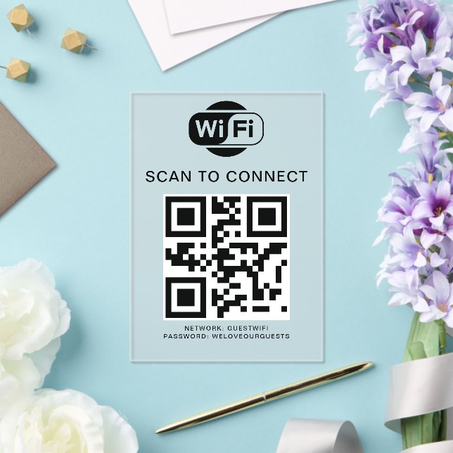 Wifi Password | QR Code Scan to Connect Acrylic Invitations (Insitu (Wedding))