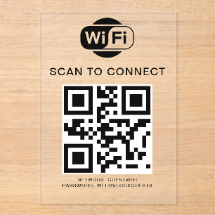 Wifi Password   QR Code Scan to Connect Acrylic Invitations