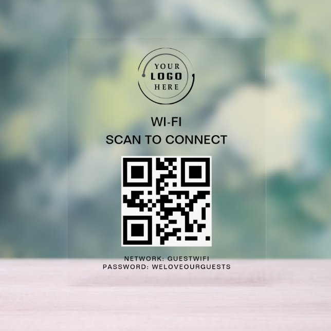 Wifi Password | QR Code Scan to Connect  Acrylic Sign (Neutral)