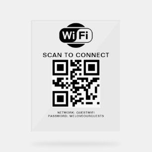 Wifi Password   QR Code Scan to Connect Acrylic Sign