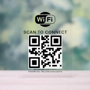 Wifi Password QR Code Scan to Connect Acrylic Sign