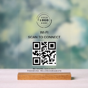 Wifi Password   QR Code Scan to Connect  Acrylic Sign