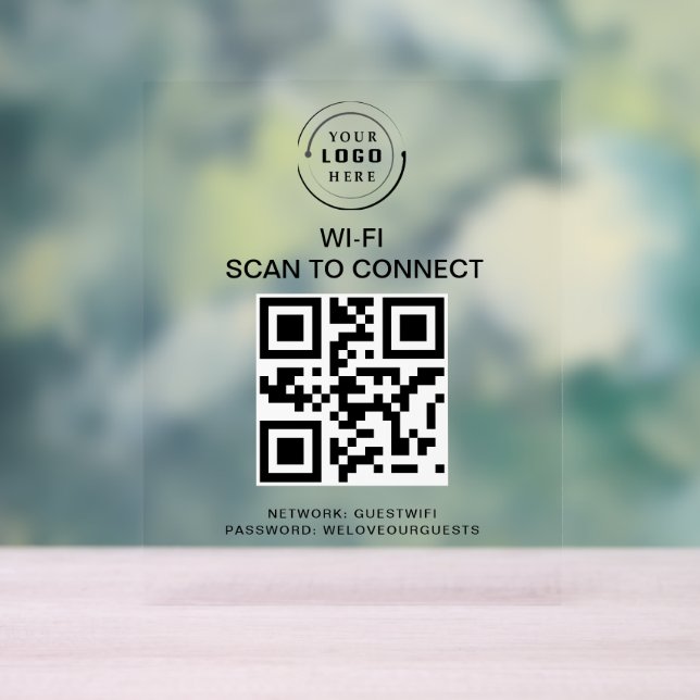 Wifi Password | QR Code Scan to Connect  Acrylic Sign (Neutral)