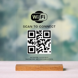 Wifi Password   QR Code Scan to Connect Acrylic Sign