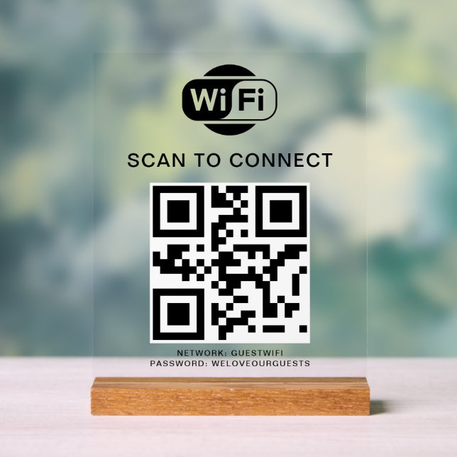 Wifi Password | QR Code Scan to Connect Acrylic Sign (Neutral)