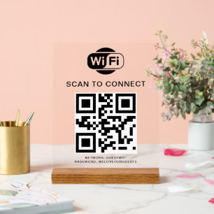 Wifi Password   QR Code Scan to Connect Acrylic Sign
