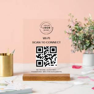 Wifi Password   QR Code Scan to Connect  Acrylic Sign