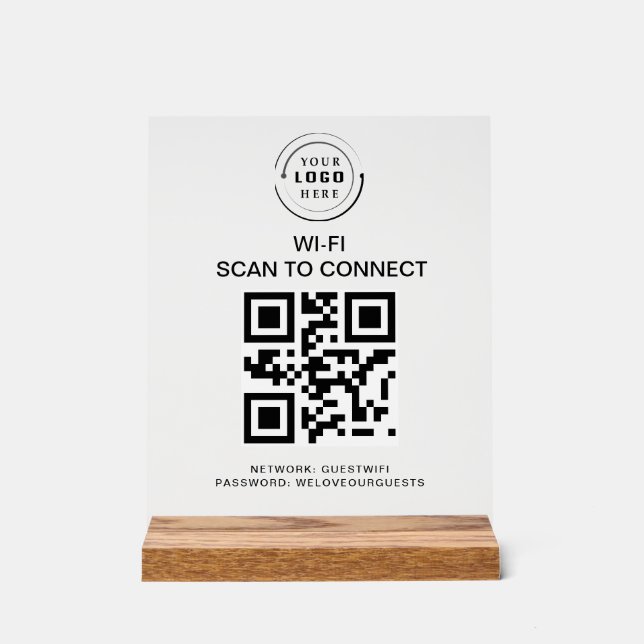 Wifi Password | QR Code Scan to Connect  Acrylic Sign (Front)