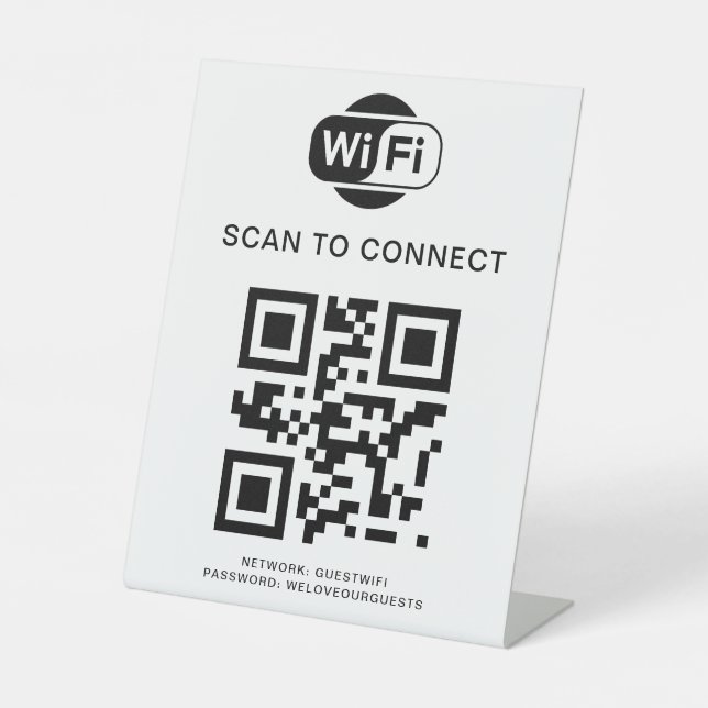 Wifi Password | QR Code Scan to Connect  Pedestal Sign (Front)