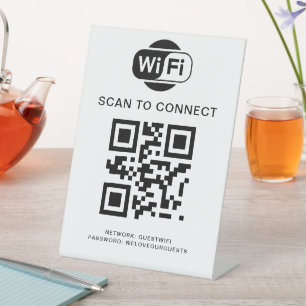 Wifi Password   QR Code Scan to Connect Pedestal Sign