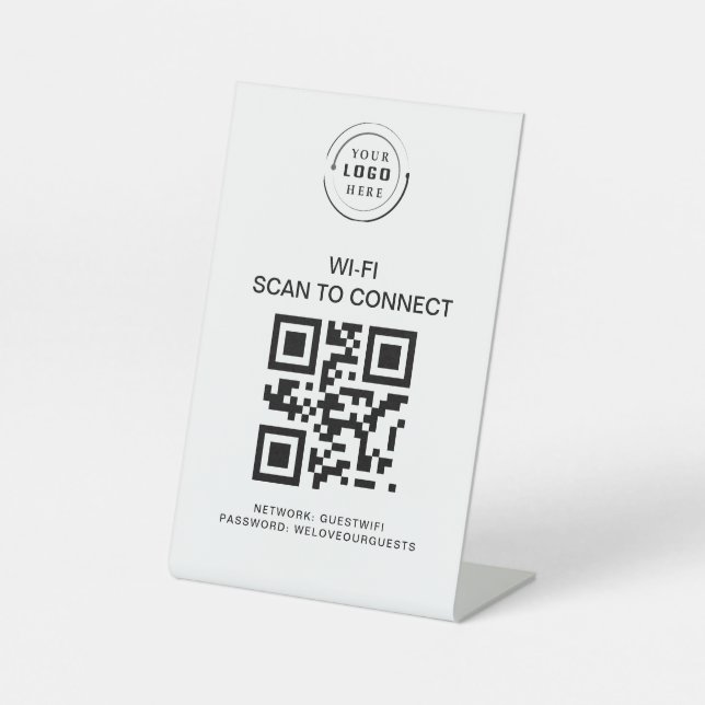 Wifi Password | QR Code Scan to Connect  Pedestal Sign (Front)