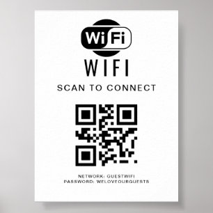 Wifi Password QR Code Scan to Connect Poster