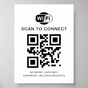 Wifi Password   QR Code Scan to Connect Poster