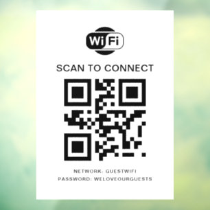 Wifi Password   QR Code Scan to Connect Window Cling