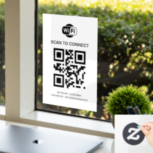 Wifi Password   QR Code Scan to Connect  Window Cling