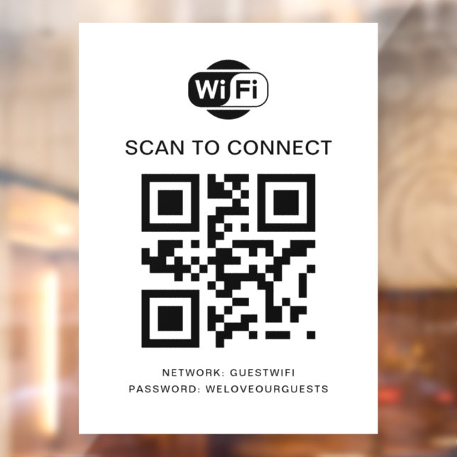 Wifi Password | QR Code Scan to Connect  Window Cling (Sheet 2)