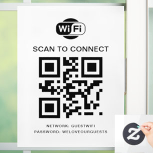 Wifi Password   QR Code Scan to Connect Window Cling