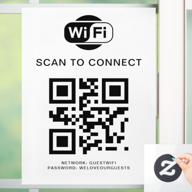 Wifi Password | QR Code Scan to Connect Window Cling (Home)