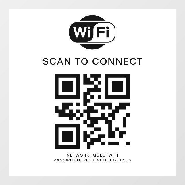 Wifi Password | QR Code Scan to Connect Window Cling (Sheet)