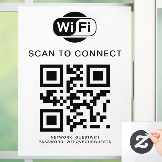 Wifi Password | QR Code Scan to Connect Window Cling (Home)