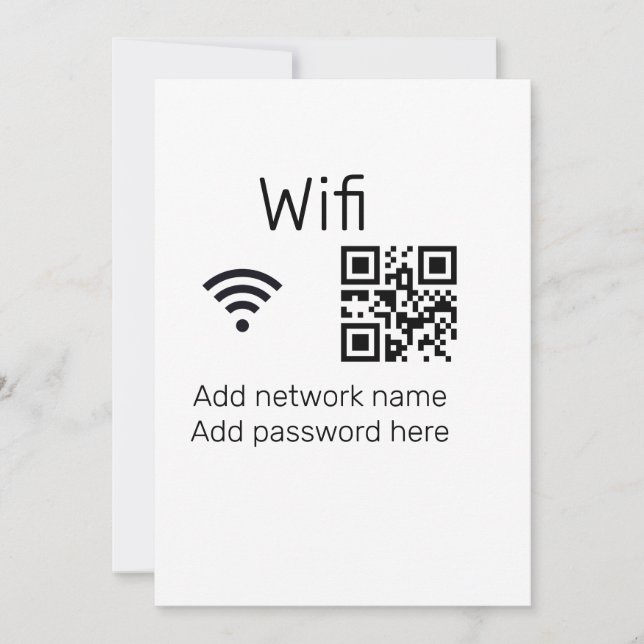 Wifi password sign add Q R code here details here  Holiday Card (Front)