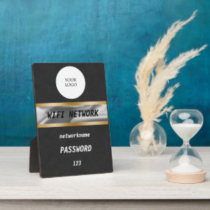 Wifi Password Sign Black Suede Gold & Silver Plaque