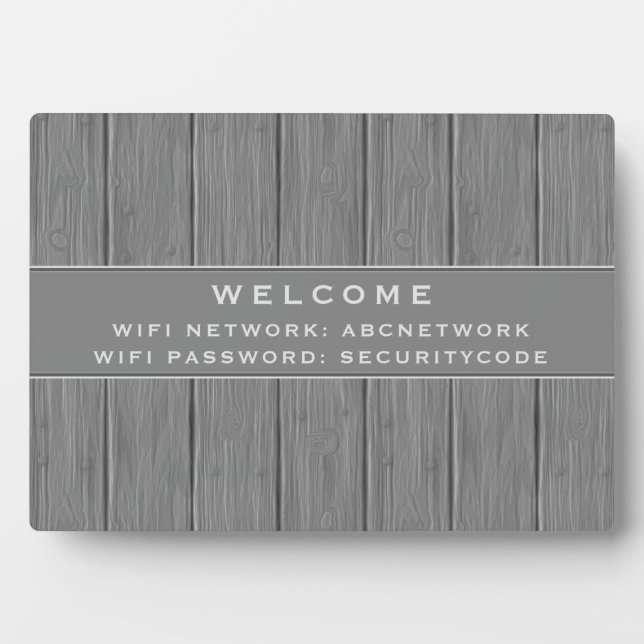 Wifi Password Sign | Gray Wooden Plank Plaque (Front)