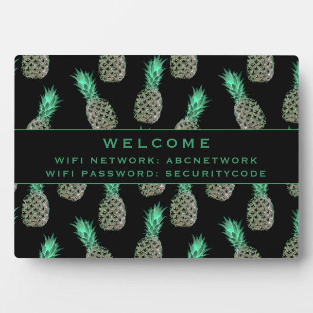 Wifi Password Sign | Tropical Pineapples Plaque (Front)