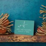 Wifi Password Sign Turquoise Plaque<br><div class="desc">Modern WiFi password sign to share your network information with guests. Perfect for beach houses, Airbnb rentals, bed and breakfast rooms and more. Minimal modern design in turquoise and white with elegant script and simple, easy-to-read typography.</div>