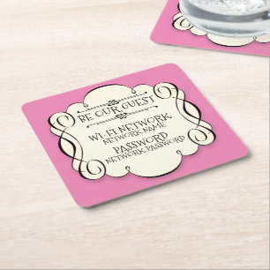 Wifi Password Square Paper Coaster