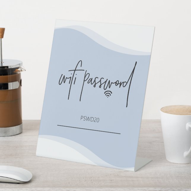 Wifi Password Table Top Sign - Blue (In SItu)