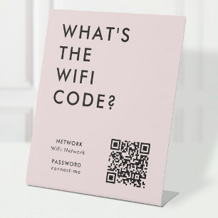 Wifi Password   What's the WiFi Code? QR Code Pink Pedestal Sign